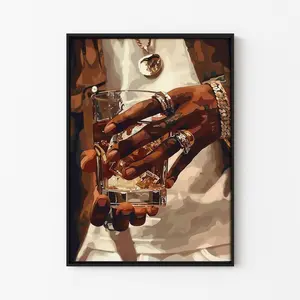 Bourbon Whiskey Poster, Black Man Art, Cocktail Bar Wall Art, Product without frame Decor Gift