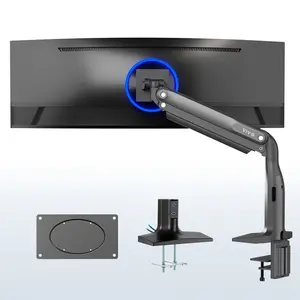 Pneumatic Arm Single Ultrawide Monitor Desk Mount with USB - Up to 49" Screens