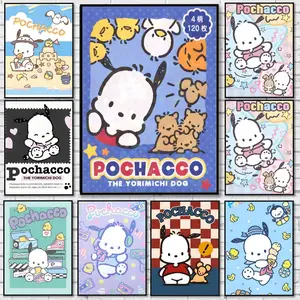 P-pochacco-ES Poster Waterproof HD Wall Sticker | Self-Adhesive Decorative Artistic Art Poster | Fade-Resistant Scratch-Proof for Long-Term Use | Easy to Apply and Clean | for Home Office Bedroom Living Room Kitchen Decor | Gift Idea