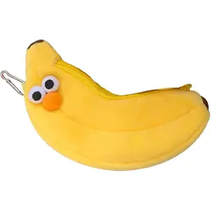 Creative Cute Novelty Funny Face Simulation Food Fruit Chicken Leg Banana Character Soft Stuffed Surface Clothes Zipper Pencil Box Pencil Case Pencil Holder Pouch Pen Bag - Yellow Banana