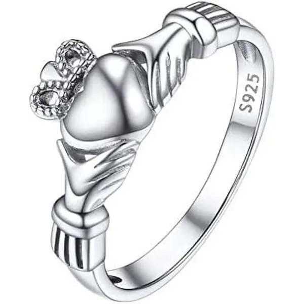 925 Sterling Silver Claddagh Ring/Celtic Knot Ring for Women, Irish Wedding Band, Rose Gold Plated/Gold Plated, Size 4-12, Come with Box