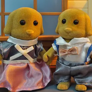 Labrador Dog Family Plush Toy, Soft Stuffed Animals, 4 Counts Cute Dog Family Doll, Doll Family Toy, Pretend Play Toy, Birthday Gift for Girls & Boys