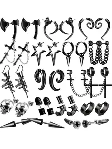 Punk Style Stainless Steel, Fashionable Earrings for Women & Men, Trendy All-match & Exquisite Jewelry for Birthday Gift, Stud Earring Jewelry