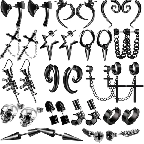 Punk Style Stainless Steel, Fashionable Earrings for Women & Men, Trendy All-match & Exquisite Jewelry for Birthday Gift, Stud Earring Jewelry, Earrings Set, Stud Earring Sets, Ear Studs