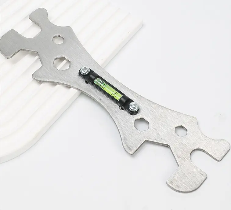 Stainless Steel Shower Installation Wrench, Multi-Functional Hexagonal Level with Curved Foot Ruler,Rust-Proof Plumber's Tool for Home Bathroom,Bathroom Installation Tool,Ergonomic Tool Design,Durable Construction,Cycling,Outdoor,Plumbing and Repair
