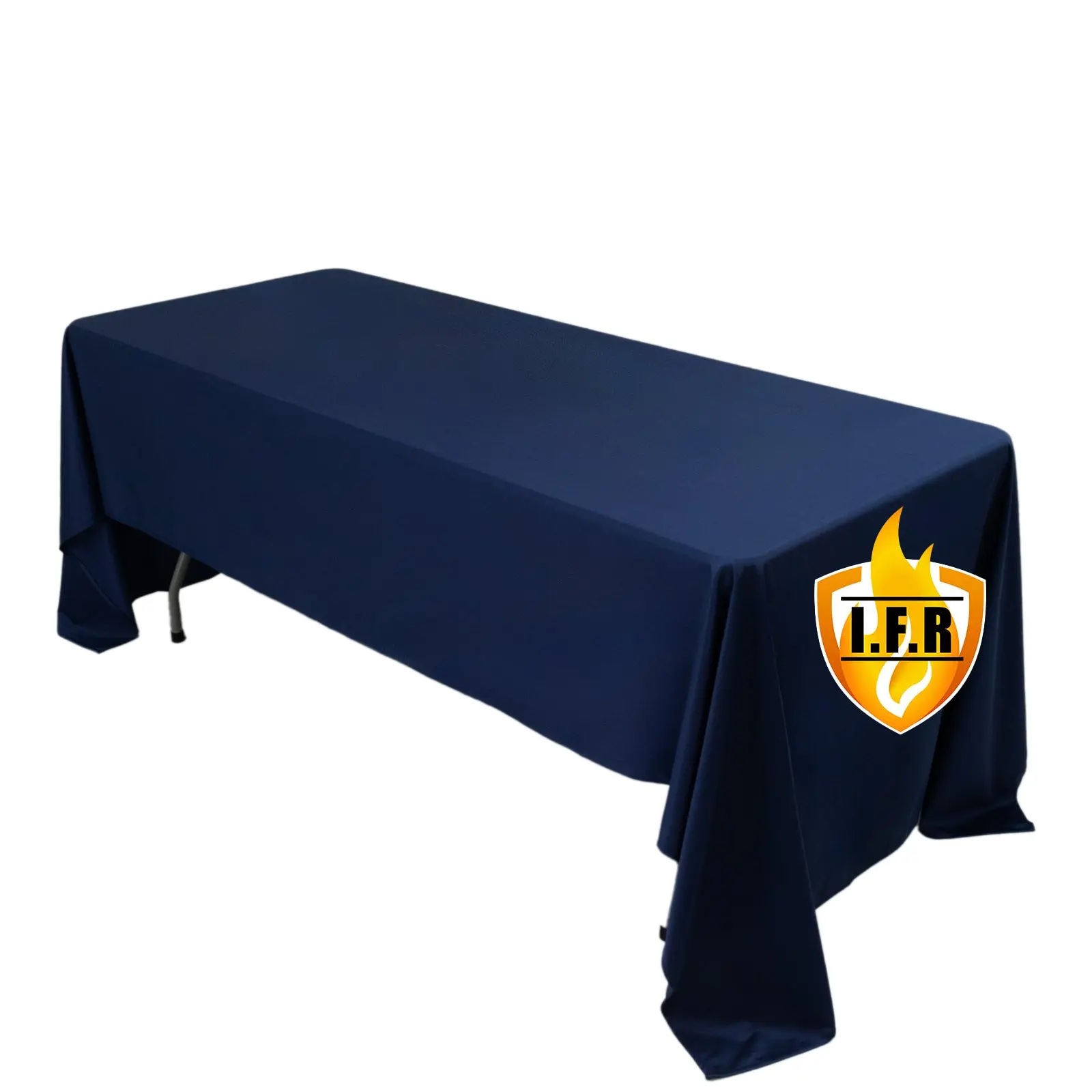 Fire Retardant Scuba Tablecloth - 60"x126" Rectangle Navy Blue Polyester Cover, Wrinkle-Free, Stain-Resistant, Commercial Grade for Hotels, Events, Banquet Halls, Large Outdoor Tablecloths, Commercial Grade Tablecloths