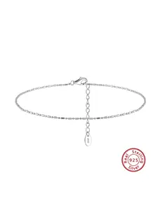 925 Sterling Silver Simple Ball Bead Satellite Chain Anklet for Women, Fashion Jewelry for Party, Daily Clothing Decor, Trendy All-match & Exquisite Jewelry for Birthday Gift