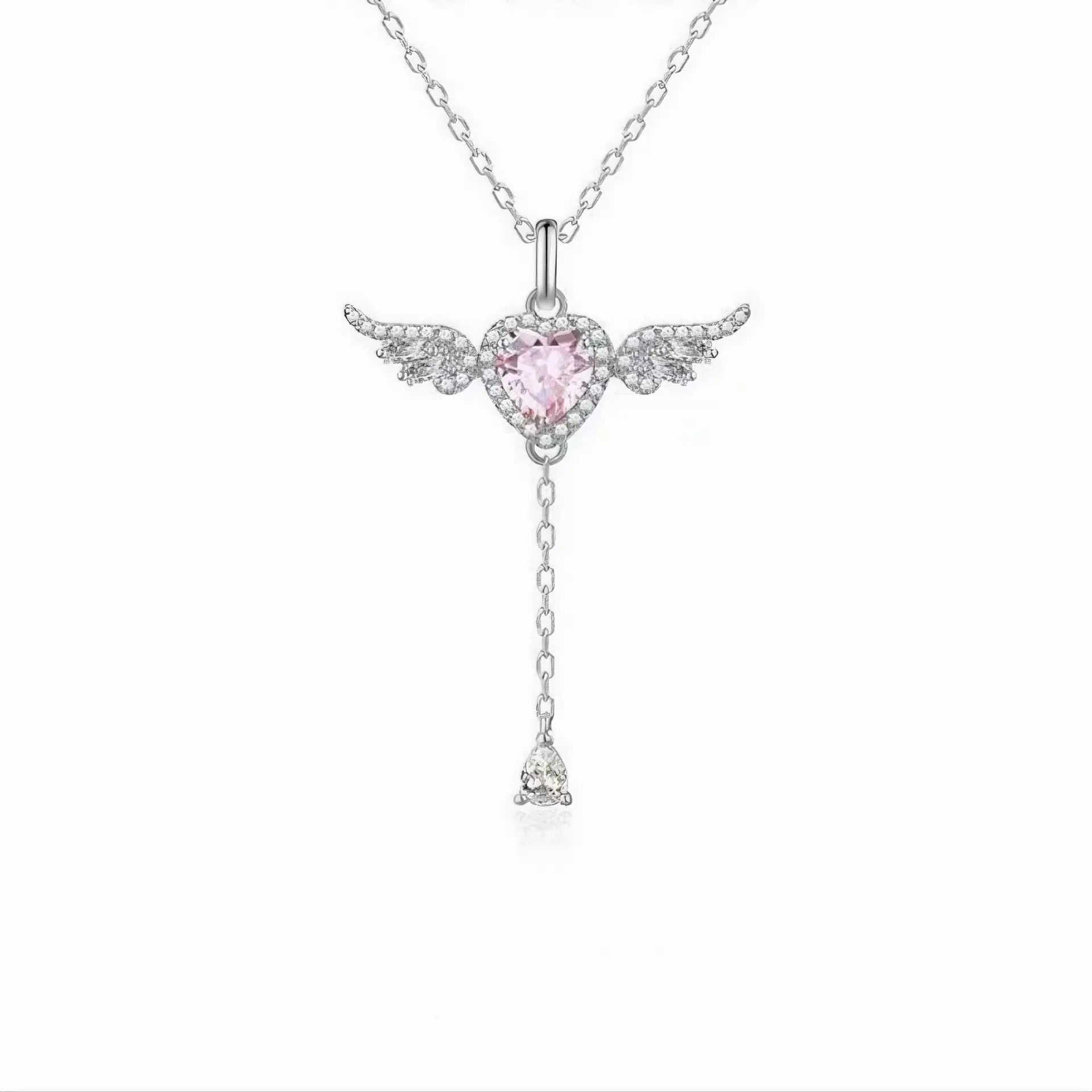 Angel Necklace for Women, Heart Pendant Necklace with Movable Wings,  Fashion Versatile Elegant Jewelry, Party Daily Birthday Gift