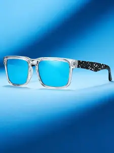 Colorful True Film Polarized Blue Sunglasses, Casual Square Frame, Fashion Versatile, Perfect for Outdoor Activities, Street Photography, Parties