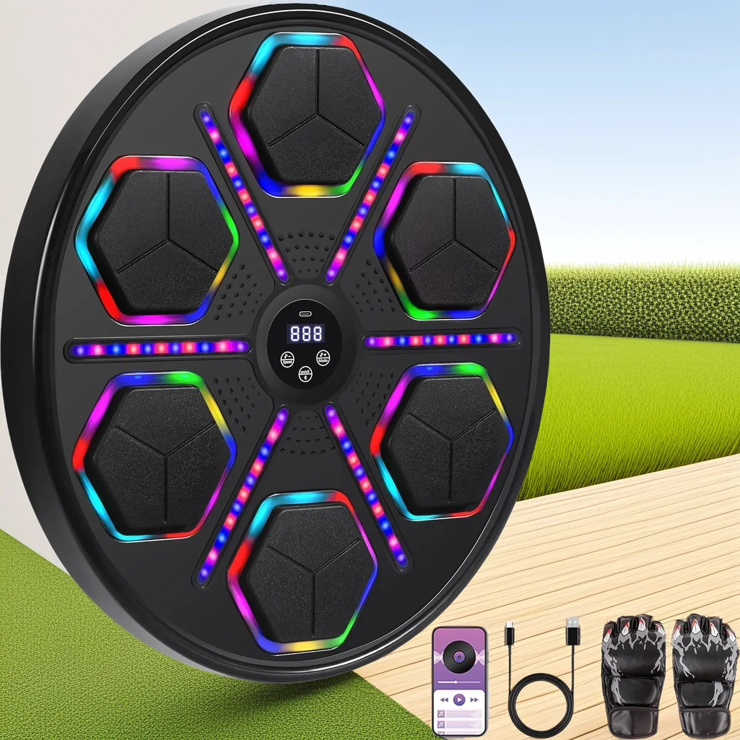 2026 Music Boxing Machine With Boxing Gloves, Smart Bluetooth Boxing Trainer, Boxing Wall Mount Machine For Adults Kids, Electronic Boxing Target Fitness For Home Office Gym