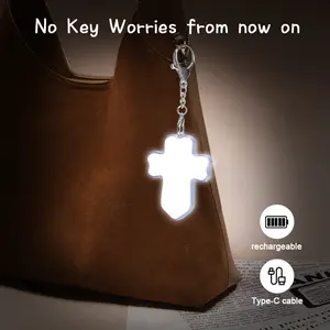 Cross-shaped LED sensor light, automatic sensor wallet light for women, USB rechargeable bag light, automatic on/off, portable night light for women, ideal gift for Valentine's Day, birthdays, and Christmas, event accessory, cross design.