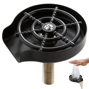 VEVOR Glass Rinser, 10 Powerful Spraying Jets 360 Rotating Cup Rinser for Sink, Wearproof ABS Sink Faucet Cup Washer ABS Cup Holder for Baby Bottle, Glass Cup, Wine Glass (Silver - White Base)VEVOR Super Brand Day