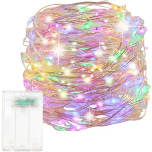Fairy Christmas LED String Light Battery Operated, 10M / 100LED Colourful Waterproof 3XAA Battery Case, Indoor Outdoor Lights for Xmas Tree, Wedding, Halloween, Party Decoration Supplies, Garden Decoration
