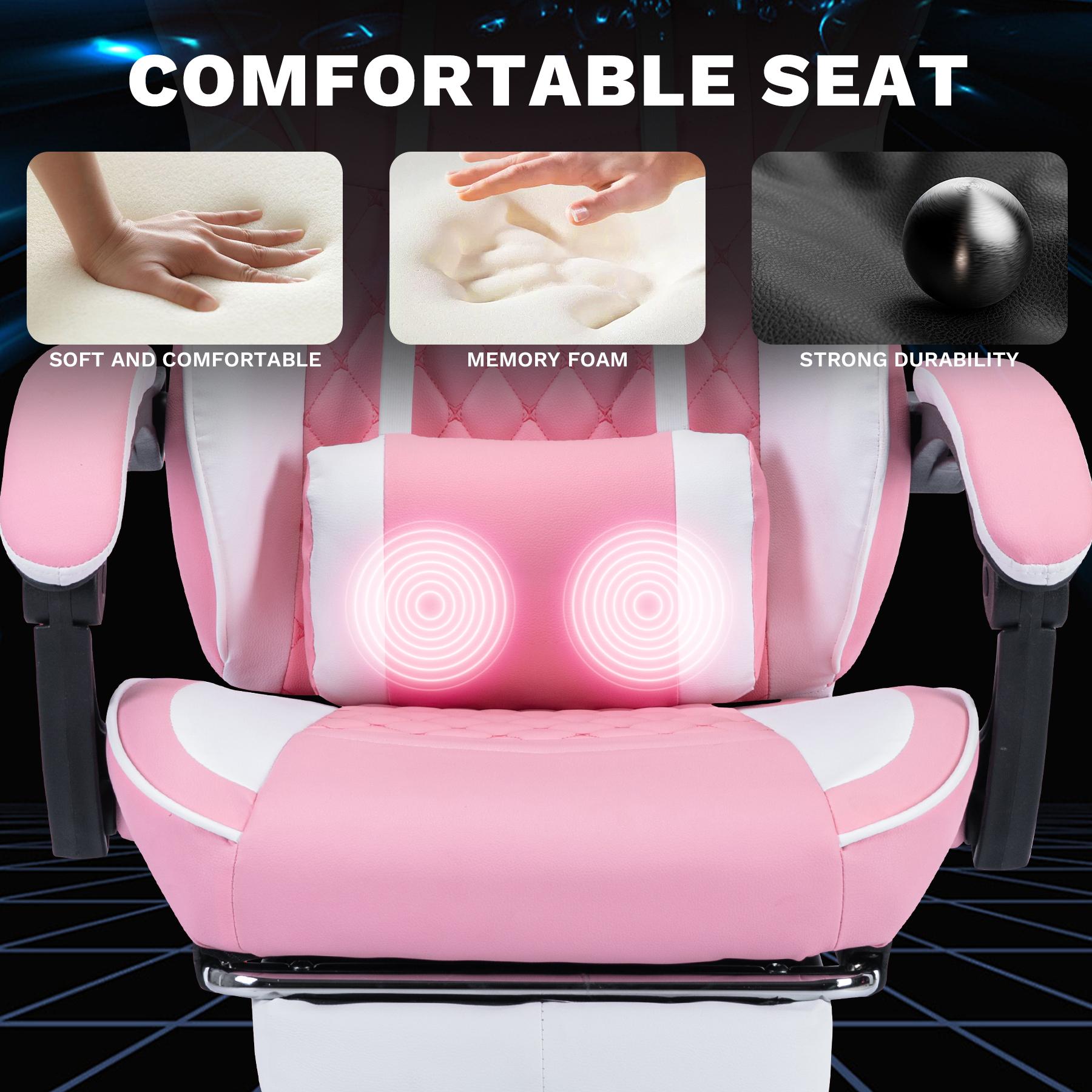 Video Game Chair Gaming Chair with Footrest, Ergonomic Computer Chair with Headrest,Lumbar Support Comfy Chair Recliner with Headrest, Fixed Up Armrest, Height Adjustable with 360° Swivel, for Adults