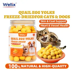 Wellix Freeze Dried Quail Egg Yolks for Dogs & Cats High-Protein Treats Supports Skin Coat Health Natural Training Snacks