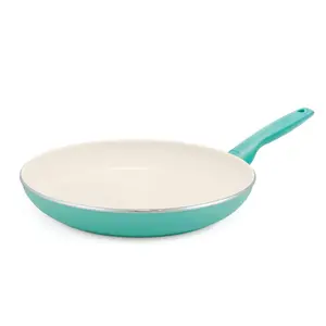 The Cookware 6036855 12 in. GreenPan Rio Ceramic Coated Aluminum Fry Pan, Turquoise