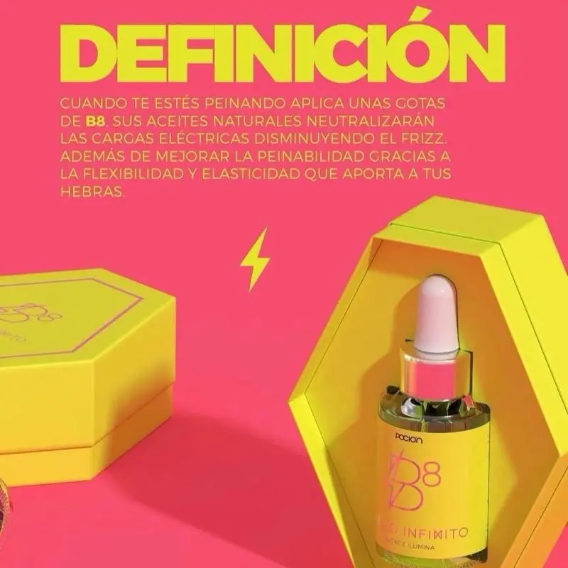 POCIÓn Brillo Infinito B8 óleo capilar Multifuncional Antifrizz 100% Natural Ingredients Reduces Frizz, Elastic Hair & Elastic Hair Benefits