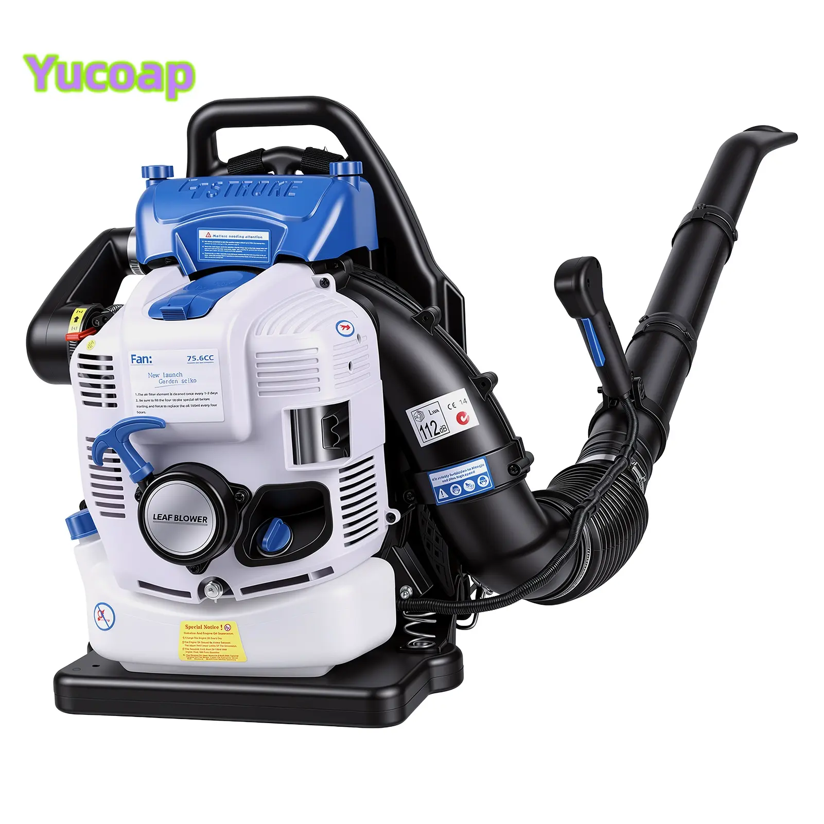 YUCOAP 4-Cycle Gas Powered Backpack Leaf Blower, 880 CFM 275 MPH, Ergonomic Backpack Design with Cruise Control for Lawn, Yard, Garden and Light Snow Cleanup