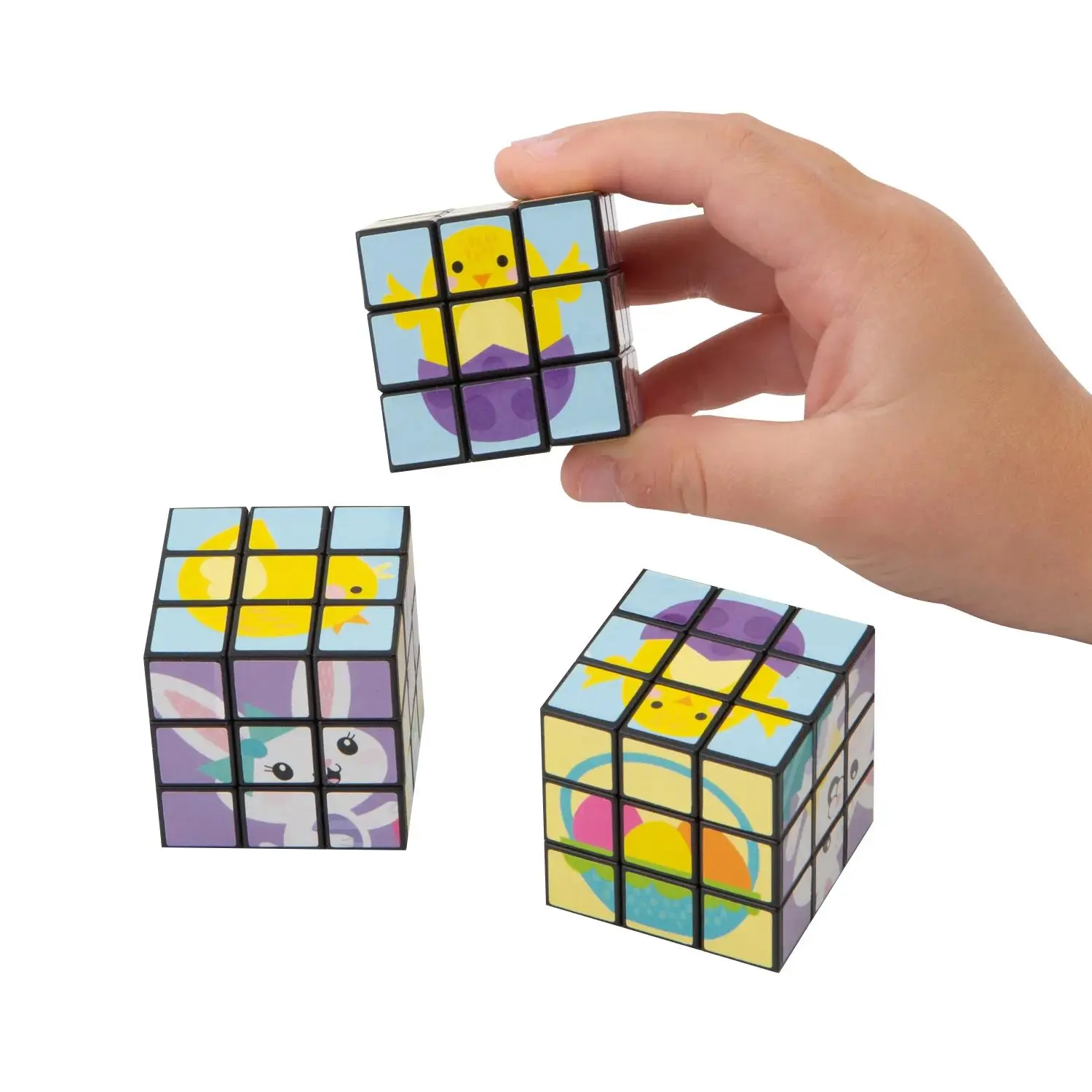 1 1/2" Mini Easter Animals & Icons Plastic Magic Cubes - 12 Pc.