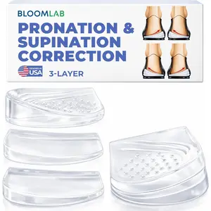 Orthopedic Heel Wedge Inserts 3-Layer Adjustable Gel Insoles for Supination Pronation Flat Feet & Heel Pain Relief Supportive Shoe Cushions for Men & Women