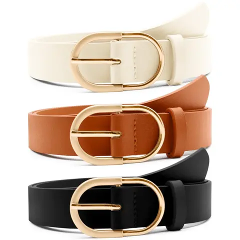 3 Pieces Women's Leather Belts, Women's Casual Work Wear Belt, for Jeans, Dresses