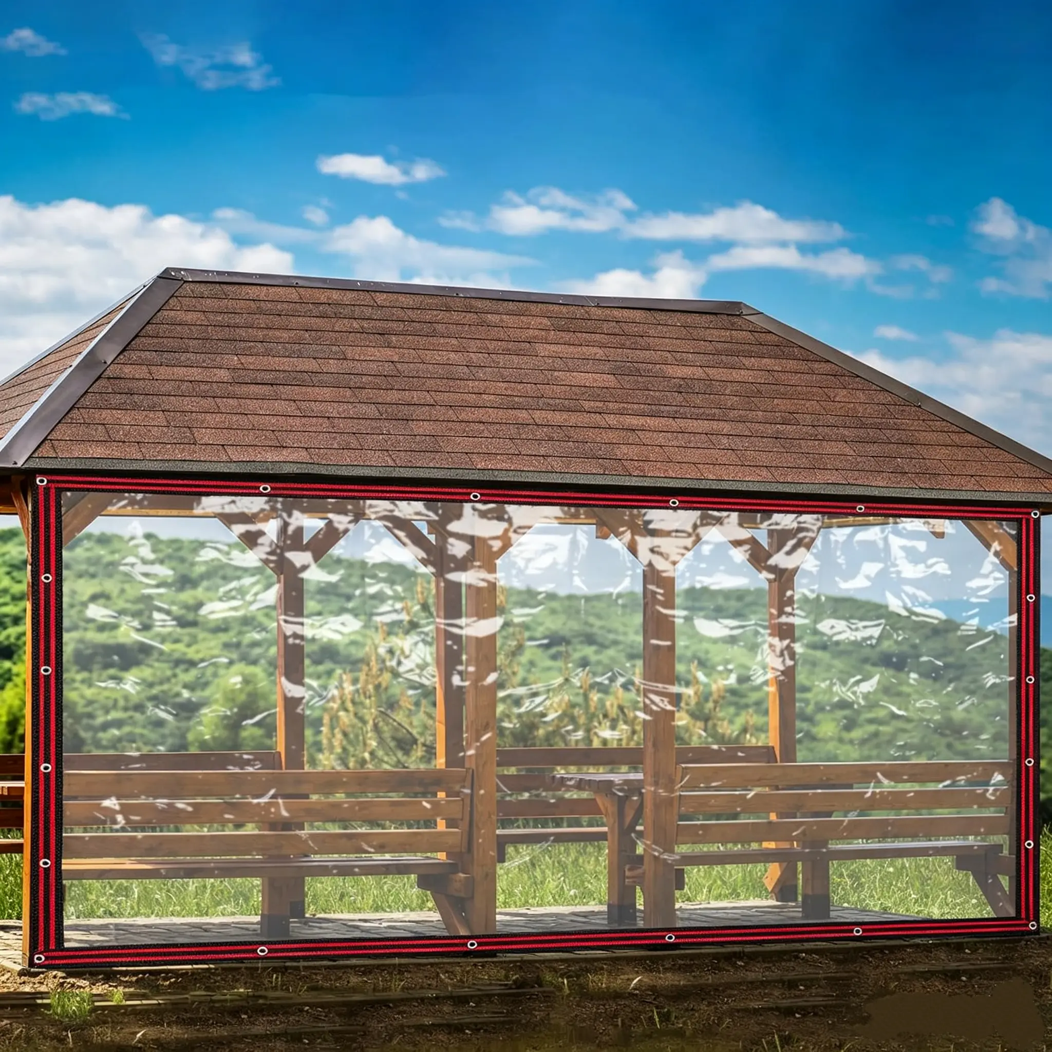 8x10ft Heavy Duty Clear Vinyl Tarp, Waterproof Transparent Sheeting with Grommets, Outdoor Rainproof Cover for Greenhouse, Plants, Patio, Porch & Chicken Coop