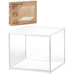 ROBOTIME Display Case Dustproof Box Stand with White Base Protection Showcase for Collectibles Display, DF03L DG series Dust Proof