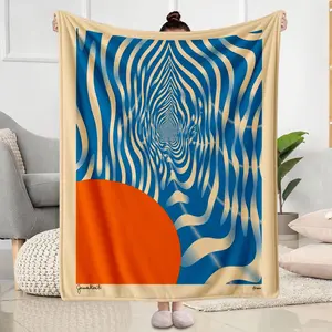 Abstract Optical Illusion Pattern Fleece Blanket Soft Plush Throw for Living Room Bedroom Cozy Warm Use Ideal Gift for Winter Thanksgiving Christmas Housewarming Holiday Keep Warm and Stylish Comfort Woolen Wrap for Ad