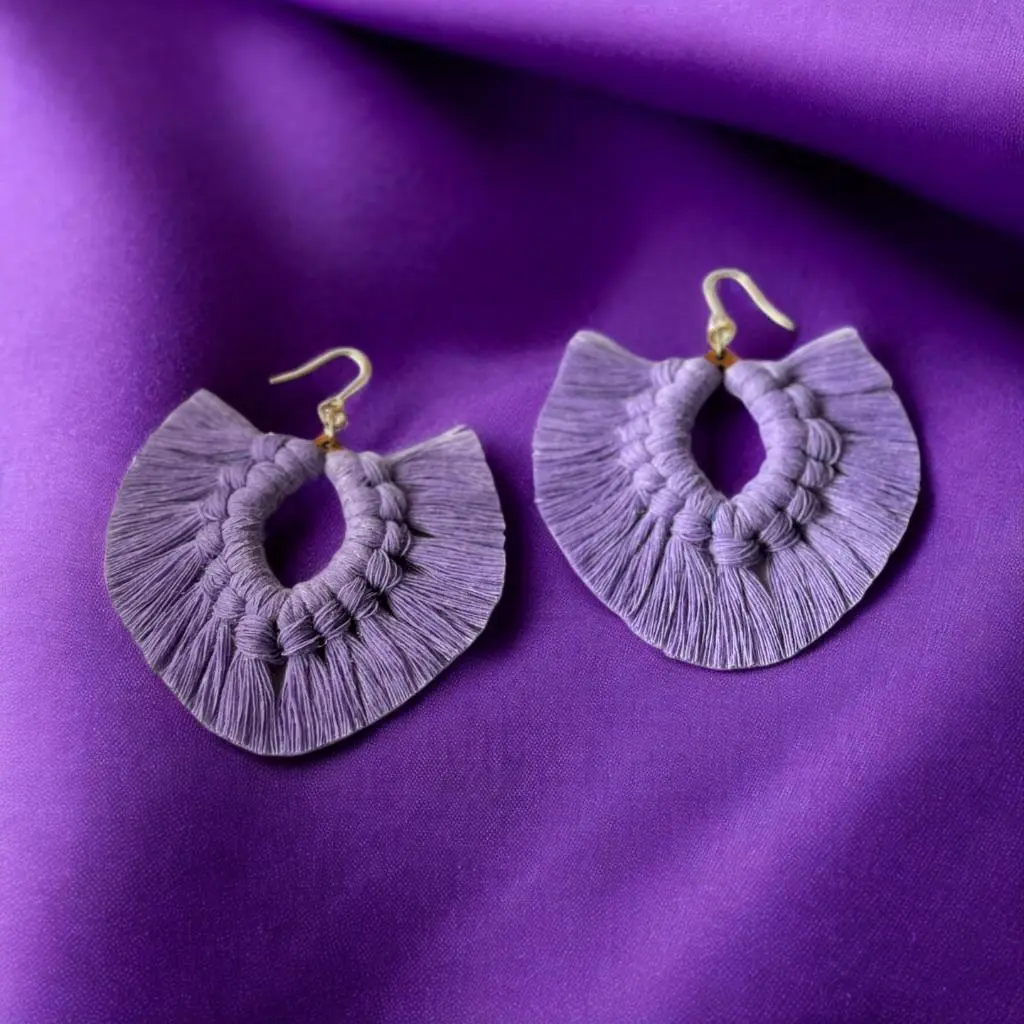 Handmade Macramé "Lavender Sky" Earrings