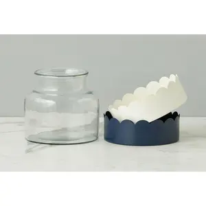 2-in-1 Scalloped Bloom Vase, White/Navy Blue