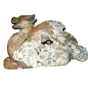 Large Druzy Colorful Ocean Jasper Dragon Carving