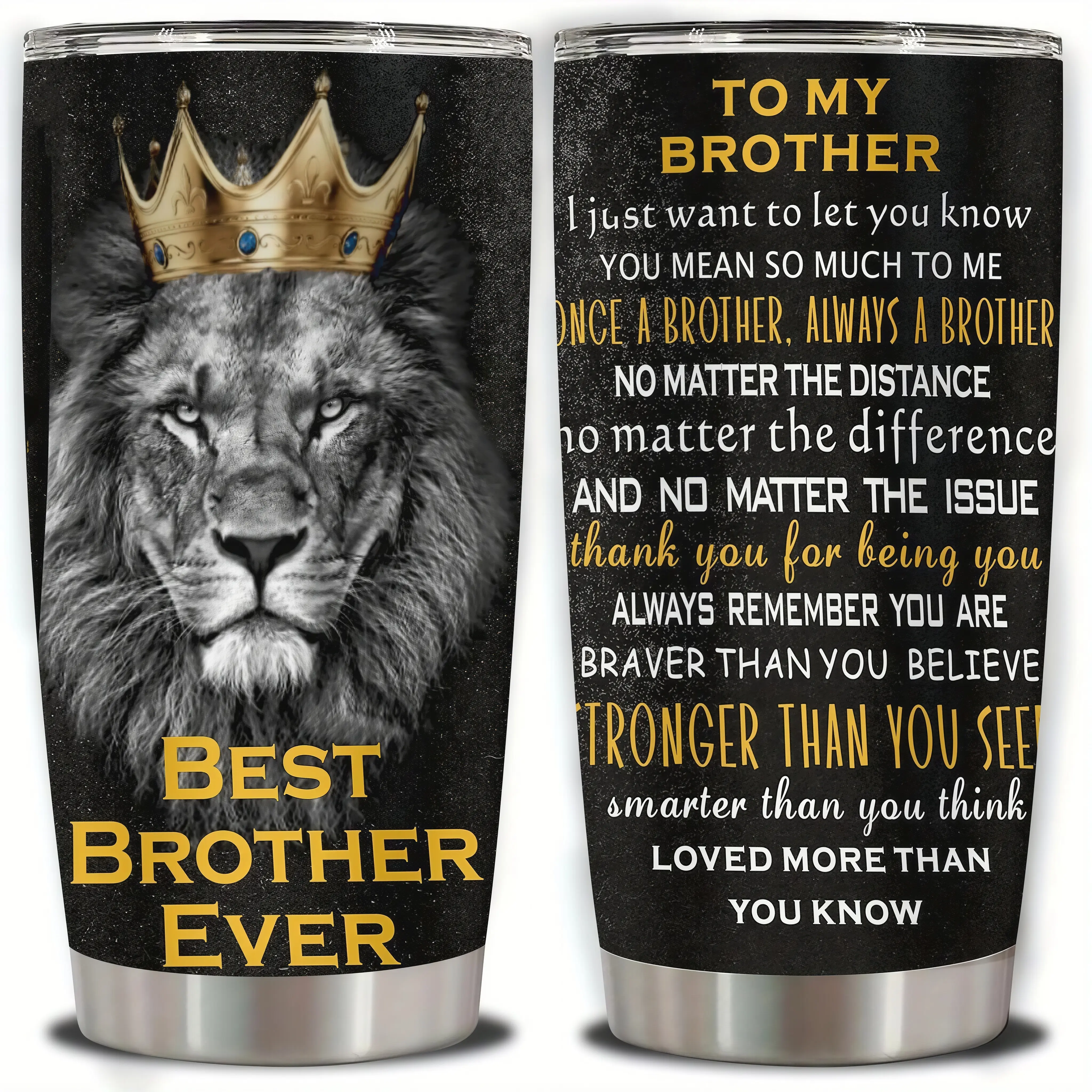 20oz Stainless Steel Insulated Portable Stylish Travel Tumbler - Coffee Vacuum Flask, Stainless Vacuum Flask, Ideal Gift for Brother from Sister for Birthday (Kitchenware Drinkware)