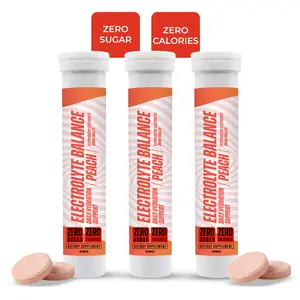 Hydration Effervescent Tablets with Electrolytes and Vitamin C, Peach Flavor, Zero Sugar, Zero Calories, 60 Servings, 60 Tablets