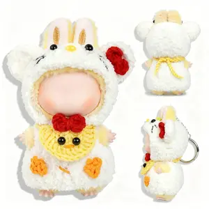 2026 New Hand-Crocheted Outfit for Labubu Pin for Love 10cm Doll (Doll Not Included), Mini Doll Clothes, Decorative Bag Charm