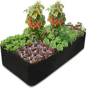 4 Grid Plant Growing Bag, Rectangular Reusable Breathable Planting Container, Durable Vegetable Grow Bag for Potato, Carrot, Onion, Flower