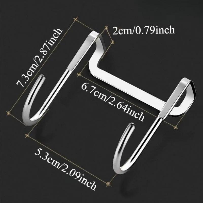 Heavy-Duty Wall Mount Hooks, No Drill Adhesive Hangers for Kitchen Bathroom Office, Rustproof Double Hooks for Utensils Keys Decor, Door & Cabinet Storage Solution