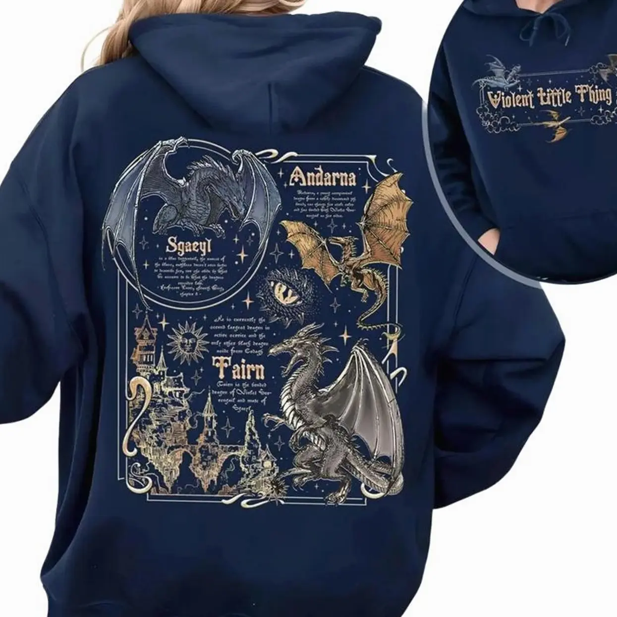 Fourth Wing Book Lover Sweatshirt & Hoodie, Violent Little Thing Tairn & Andarna Dragon Crewneck, Fantasy Book Reader Graphic Cozy Top, womenswear menswear comfortable TOP gift for her gift for him unisex graphic CDE3F