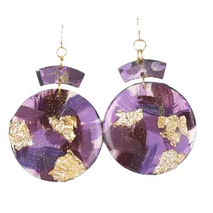 Tres Foil Purple Earrings - Elegant Design with Unique Shape and Color