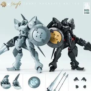1/144 Knight Style Mecha Model Kit, Super Poseable Sci-Fi Warrior Figure, Dual Helmet Design & Spear Weapon Accessories, DIY Assembly Toy Gift