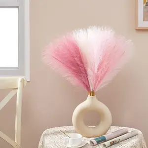 6pcs Faux Pampas Grass, Fluffy Long-Lasting Artificial Flowers, Pink Pampas Grass Bouquet, Artificial Plants, Boho Chic Decor for Party, Wedding, Holiday, Home Decor, Perfect DIY Lover Gift