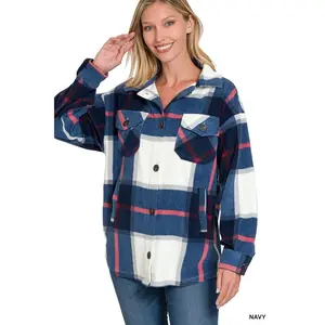 Zenana Oversized Plaid Fleece Shacket