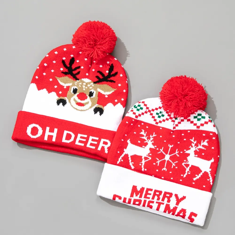 Christmas Hat Snowman Winter Warm Color Knitted Cap Christmas Gift For New Year Xmas Party Decor Men Women Warm Hats
