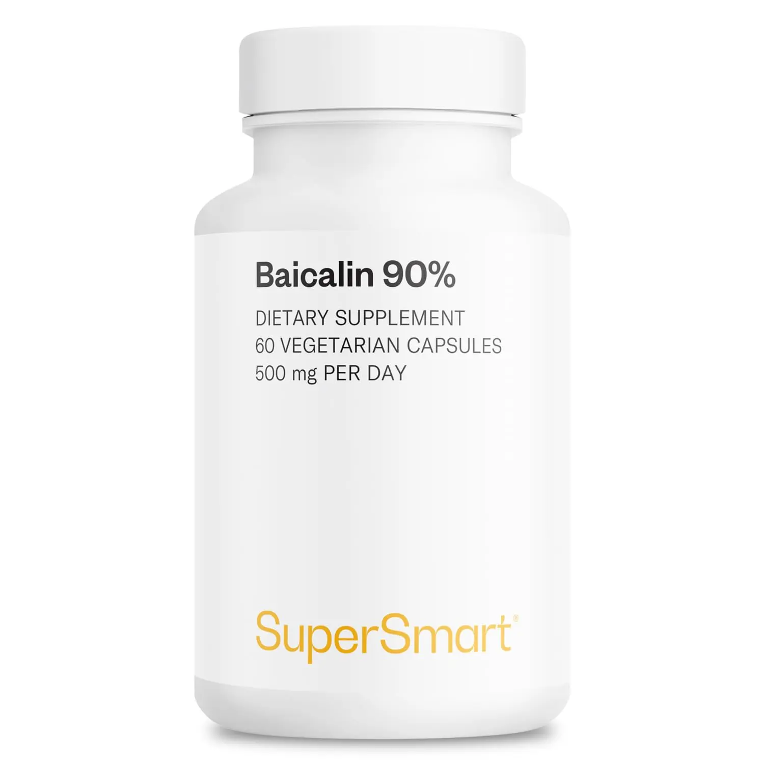 SuperSmart 90% Baicalin 500mg per Day (Scutellaria Baicalensis) - Chinese Skullcap Extract Supplement | Non-GMO & Gluten Free - 60 Vegetarian Capsules