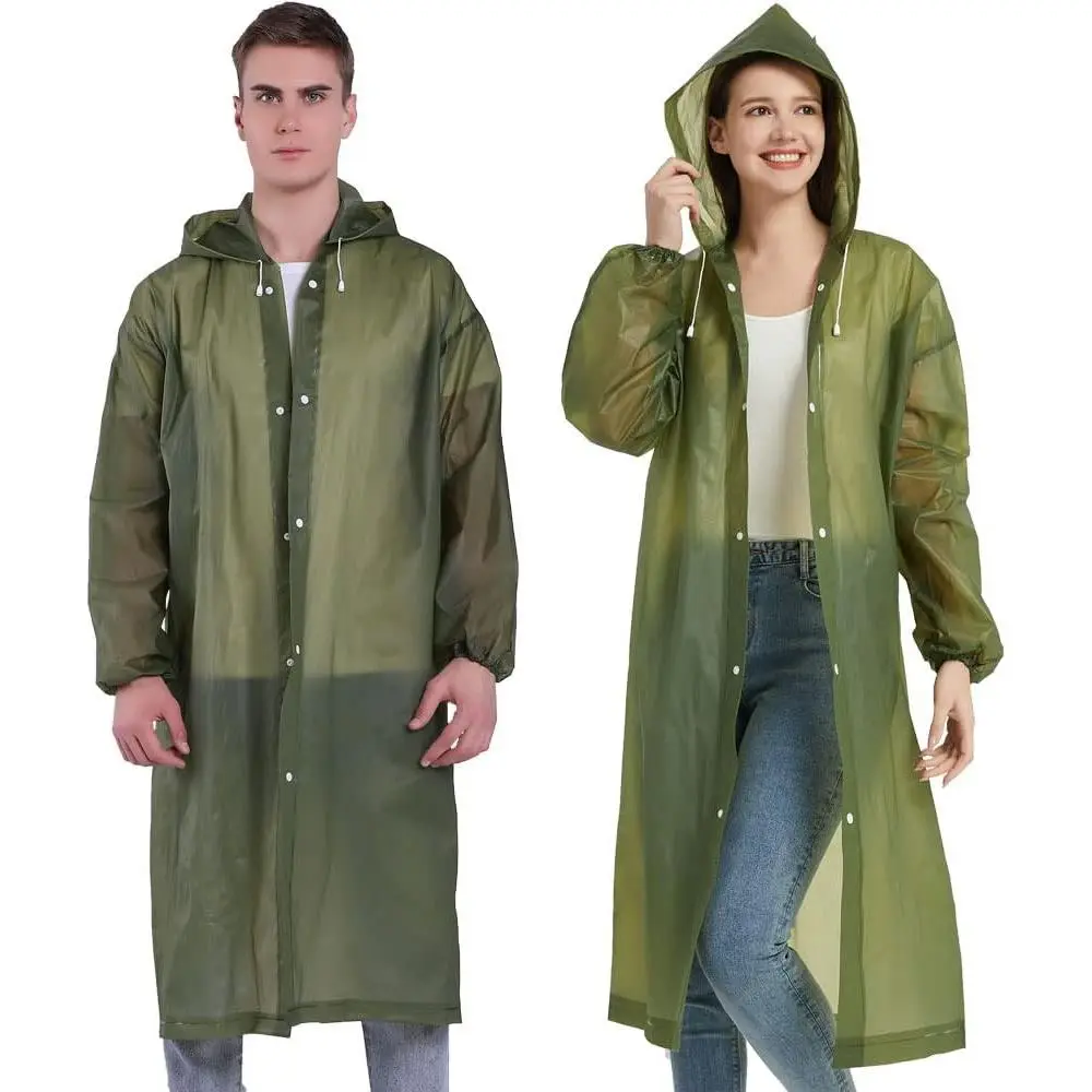 YDYJKI 2 Pack Waterproof Plastic Rain Ponchos for Adults - Reusable Emergency Lightweight Coat, 2-Piece Set with Adjustable Hood, Drawstring, 1 Size Fits Design, Two Piece Sets, One Size