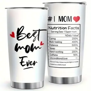 20oz Best Mom Ever Stainless Steel Tumbler with Lid Nutrition Facts Funny Mom Tumbler Insulated Water Bottle Coffee Mug Mothers Day Birthday Christmas Gift for Mom from Daughter Son Travel Outdoor Drinkware Insulated Car Cup Portable Hot Cold Drinks