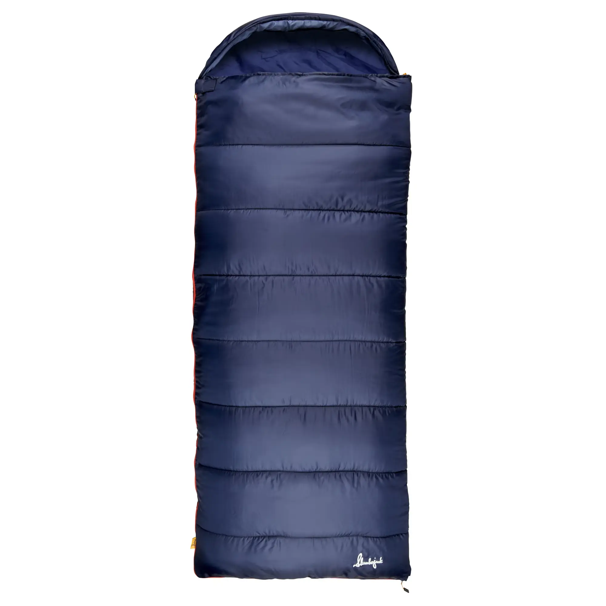 Rectangular hooded sleeping bag, 30-degree angle, blue color, size 35"x88"