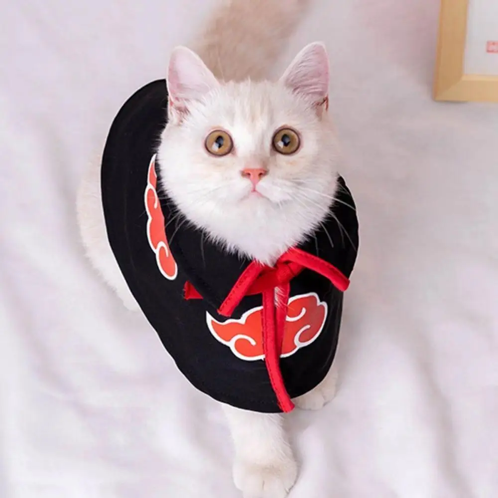 Anime Akatsuki Pet Cloak Costume - M-Size Cartoon Movie/TV Themed, Adjustable Neck Circumference, 40cm Small Dog Fit, Easy to Put On & Take Off, Festive Party Supplies for Birthdays Halloween, Parades Outdoor Activities Photos Gifts