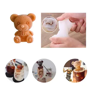 4 Pack Ice Bear Mold 3D Bear Shape Ice Cube Trays DIY Drink Decoration to Make Lovely Ice Coffee Milk Tea Juice Cocktails Reusable Silicone Molds for Craft Candy Chocolate Soap Candle