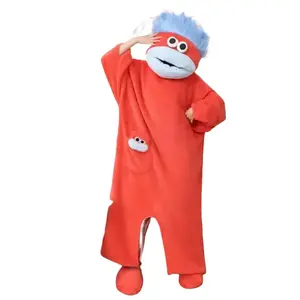 Women's Funny Big Mouth Monster Hooded Fleece Onesie Pajamas - Oversized Cosplay Sleepwear, Coral Plush Warm Union Suit with Butt Flap, Winter Loungewear