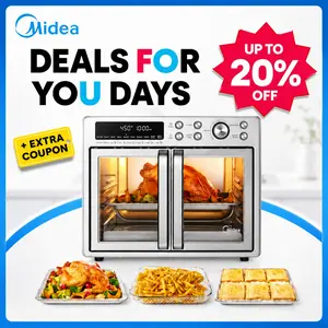 [2026 Kitchen Hack] Midea Flexify French Door Air Fryer Toaster Oven Combo 26.4 QT, Extra Large Countertop Air Fryer Oven 10-in-1 Combo 25% Faster Cooking & 90% Less Oil, Elegant Design Convection Fan, Gift of the Season